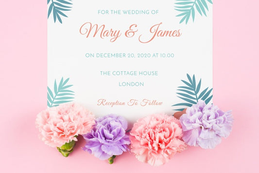 Free Card Mockup With Roses For Wedding Psd