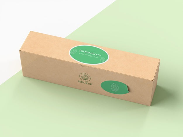 Free Cardboard Box With Sticker Mock Up Psd