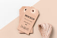 Free Cardboard Mock-Up Clothing Labels And Thread Psd