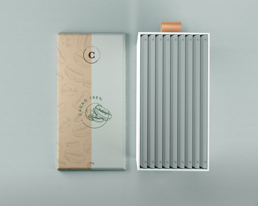 Free Chocolate Packaging Paper And Box Mock-Up Psd