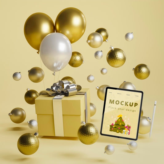 Free Christmas Decoration Background With Mock-Up Psd