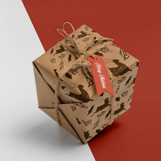 Free Christmas Gift Box High Angle Psd