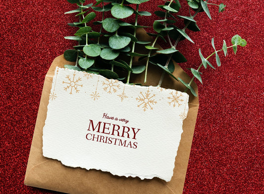 Free Christmas Holiday Greeting Mockup With Leaves