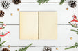 Free Christmas Illustrations In A Notebook Mockup Psd