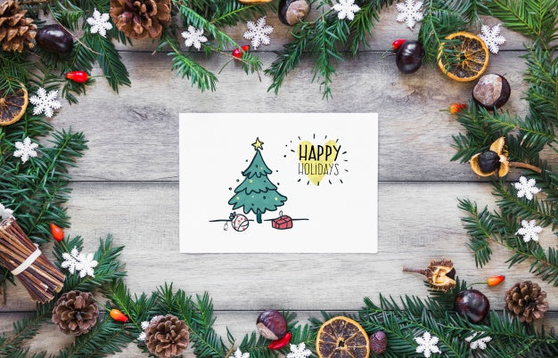 Free Christmas Mockup With Cover Or Letter Psd