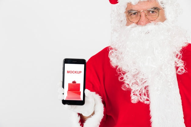 Free Christmas Sale Mockup With Santa Psd