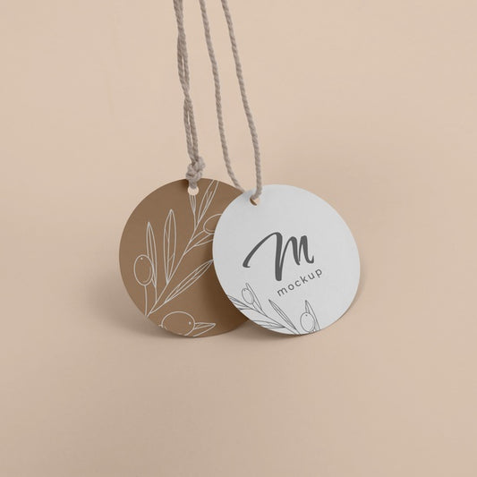 Free Circle Shaped Tag Price Mockup Psd