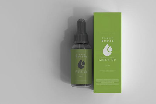 Free Clear Glass Dropper Bottle Mockup With Box Psd