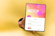 Free Close-Up Hand Holding Tablet Psd