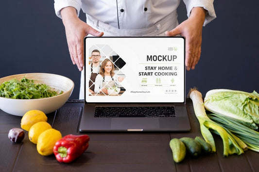 Free Close-Up Hands Holding Laptop Psd