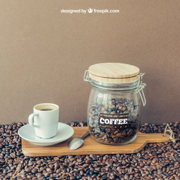 Free Coffee Decoration With Cup And Glass Psd