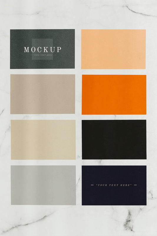 Free Colored Sample Paper Square Mockups On A Marble Table Psd