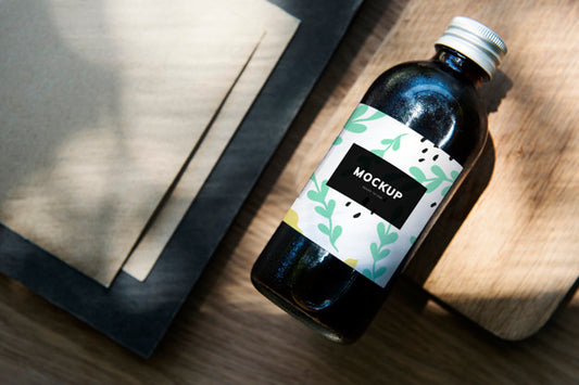 Free Colorful Bottle Label Mockup Design Psd