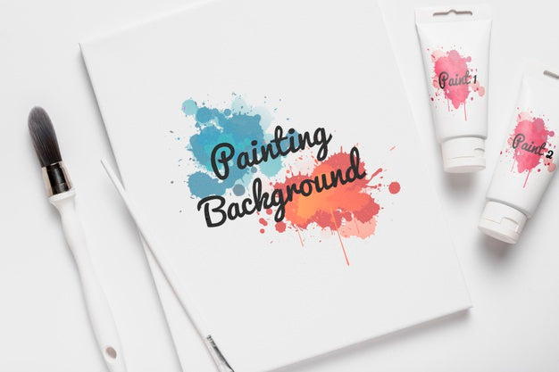 Free Colorful Painting Concept Mock-Up Psd