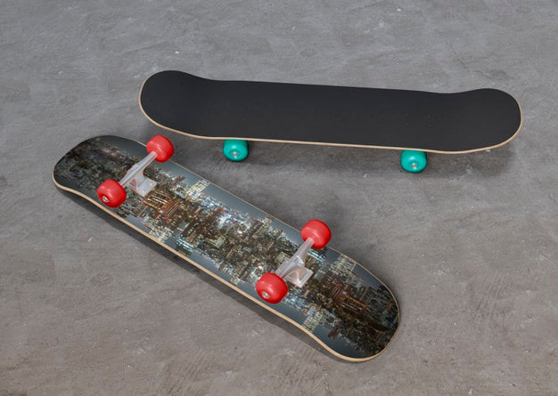 Free Colorful Skateboards On The Floor Psd