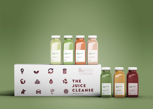 Free Colorful Smoothies With Green Background Mock-Up Psd