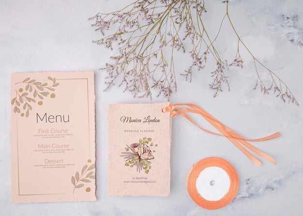 Free Colorful Wedding Invitation And Menu Psd
