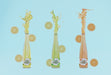 Free Colourful Fruit Soda Bottles With Blue Background Psd