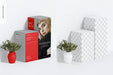 Free Column Display Stands Mockup, Perspective View Psd