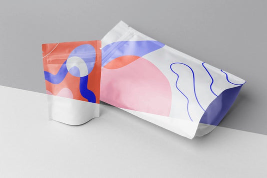 Free Composition Of Colorful Mock-Up Doypack Psd