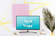 Free Computer Mockup On Desk Psd