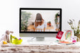 Free Computer Mockup On Wooden Desk Psd