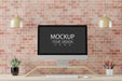 Free Computer On Table In Work Space Psd Mockup Psd
