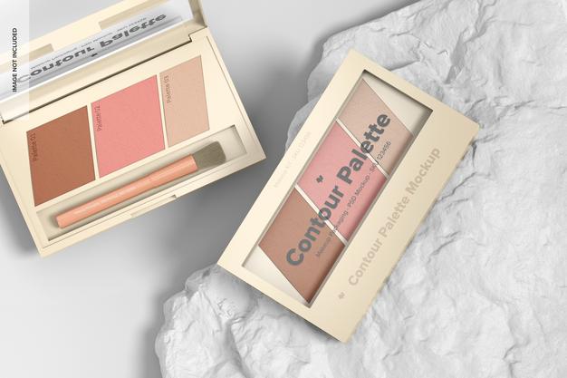 Free Contour Palettes Mockup Top View Psd
