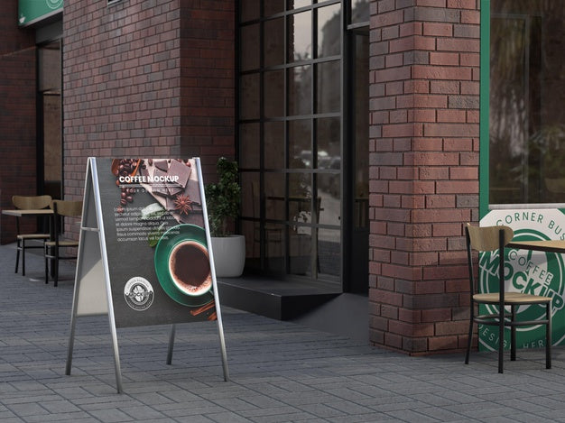 Free Corner Business Mock-Up For Coffee Shops Psd