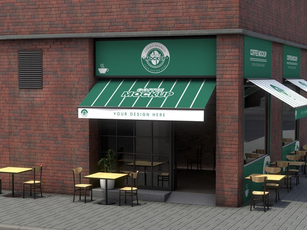 Free Corner Business Mock-Up For Coffee Shops Psd