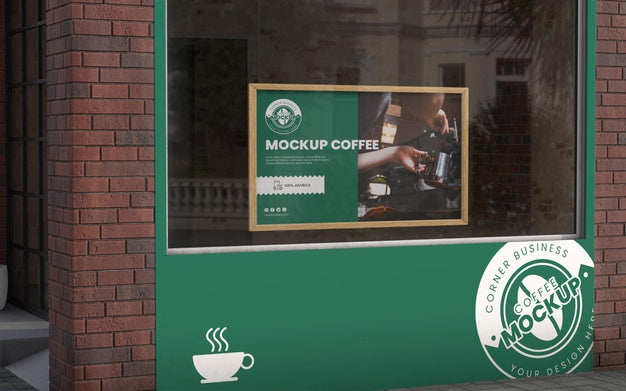 Free Corner Business Mock-Up For Coffee Shops Psd