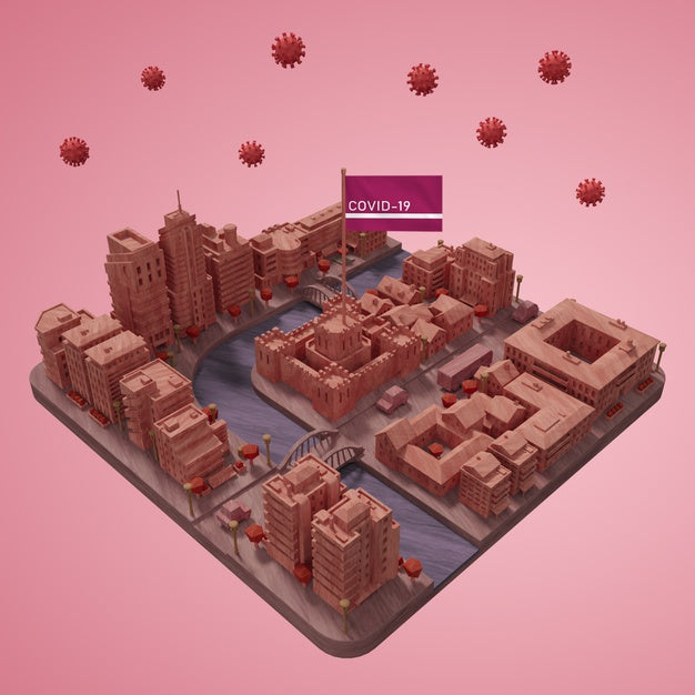 Free Coronavirus City 3D Building Psd