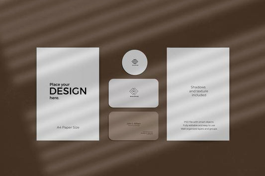 Free Corporate Stationary Set Mockup With Window Shadow Effect Psd