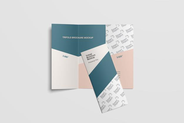 Free Corporate Trifold Brochure Mockup Top View Psd