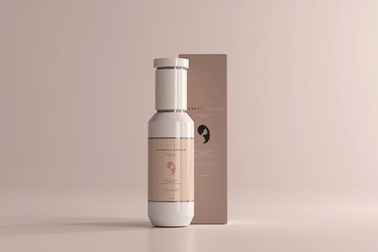 Free Cosmetic Bottle And Box Mockup Psd