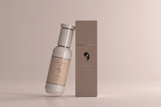 Free Cosmetic Bottle And Box Mockup Psd