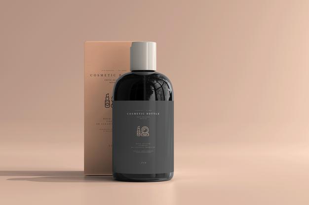 Free Cosmetic Bottle With Box Mockup Psd