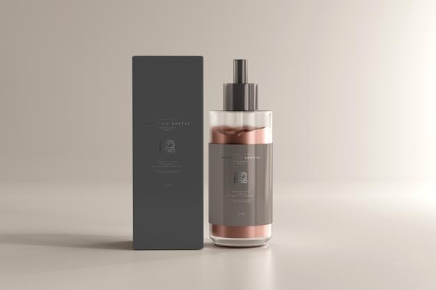 Free Cosmetic Cream Bottle With Box Mockup Psd