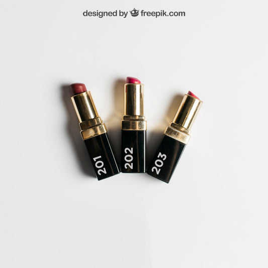 Free Cosmetic Mockup With Three Lipsticks Psd