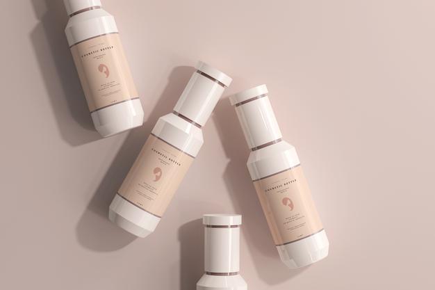 Free Cosmetic Plastic Bottles Mockup Psd