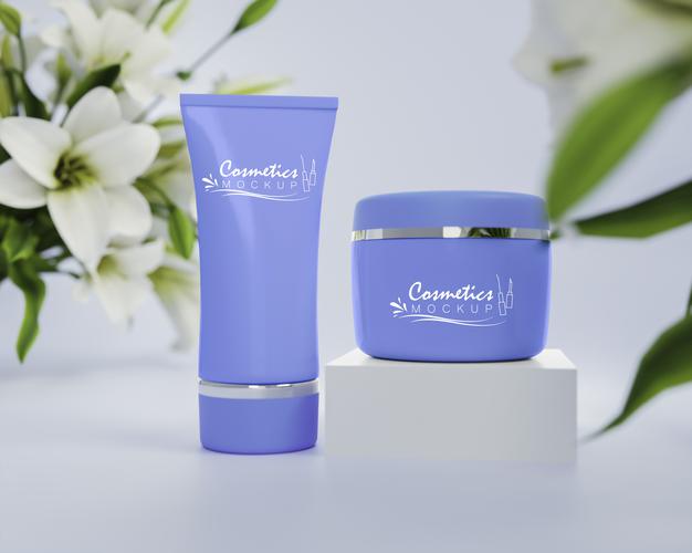 Free Cosmetic Products Assortment Mockup Psd