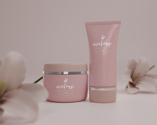 Free Cosmetic Products Assortment Mockup Psd