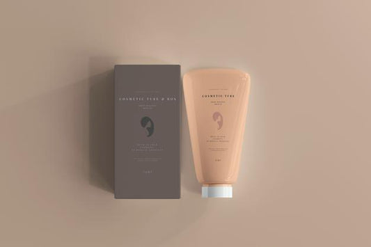 Free Cosmetic Tube With Box Mockup Psd