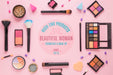 Free Cosmetics Arrangement Top View Psd