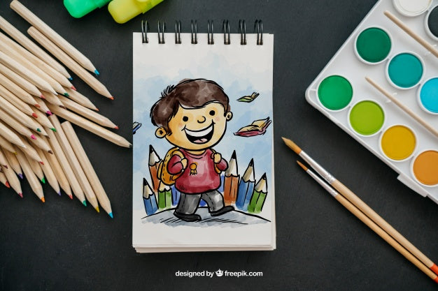 Free Creative Back To School Mockup With Notepad Psd