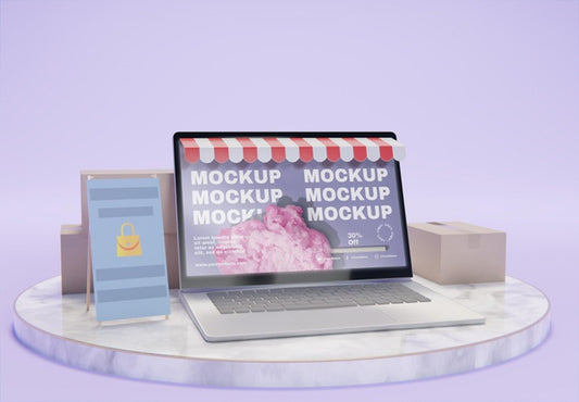 Free Creative Business Arrangement With Laptop Mock-Up Psd
