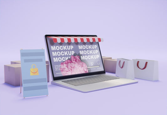 Free Creative Business Arrangement With Laptop Mock-Up Psd
