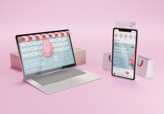 Free Creative Business Assortment With Laptop Mock-Up Psd