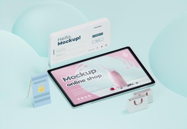 Free Creative Business Assortment With Tablet Mock-Up Psd