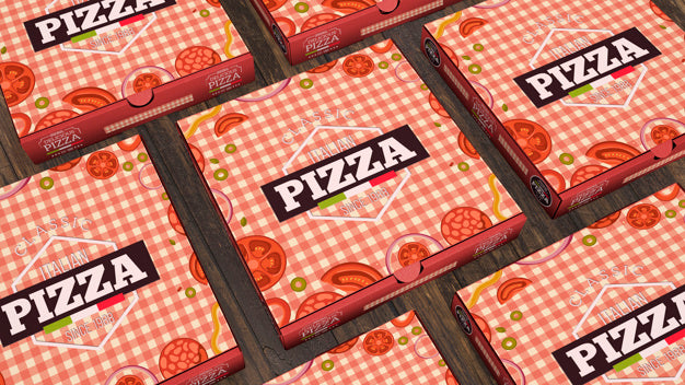Free Creative Pizza Boxes Mockup Psd